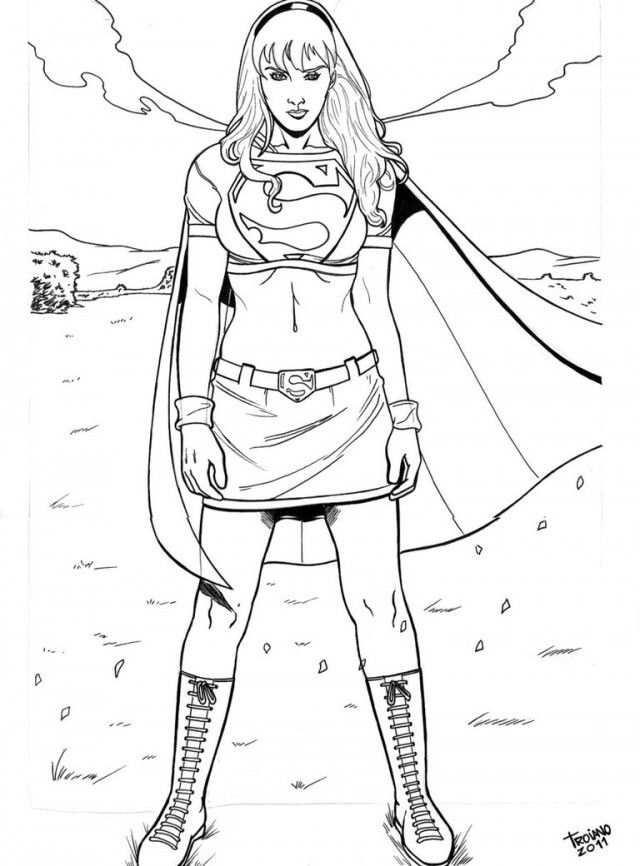 640x866 Free Supergirl Coloring Pages