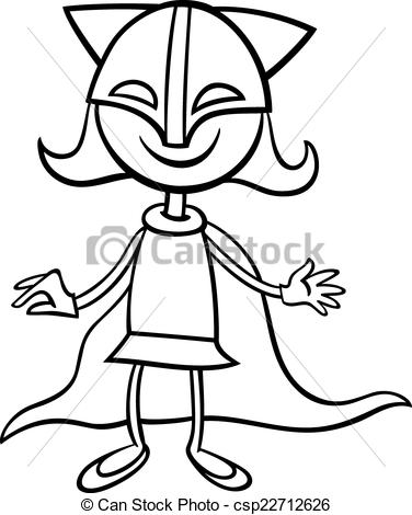 376x470 Superhero Girl Cartoon Coloring Page Black And White Cartoon