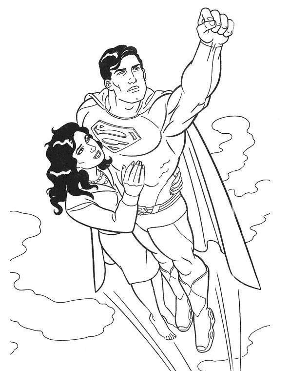 595x760 Superman Fly With Girl Coloring Page Art Coloring Pages