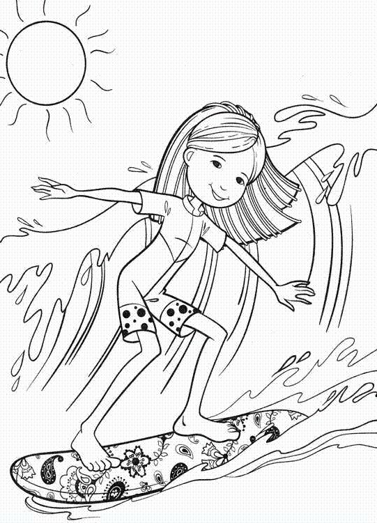 541x751 Surfing Coloring Pages Printable Groovy Girl Surfing Coloring