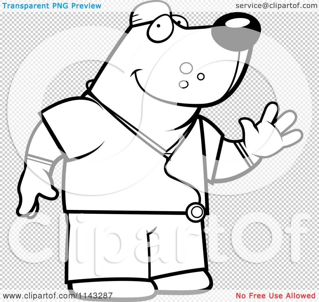 1080x1024 Cartoon Clipart Of A Black And White Bear Surgeon Doctor In Scrubs