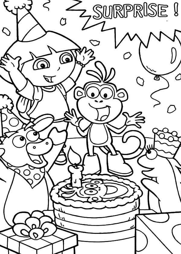 600x842 Dora The Explorer Friend Boots Surprise Birthday Party Coloring