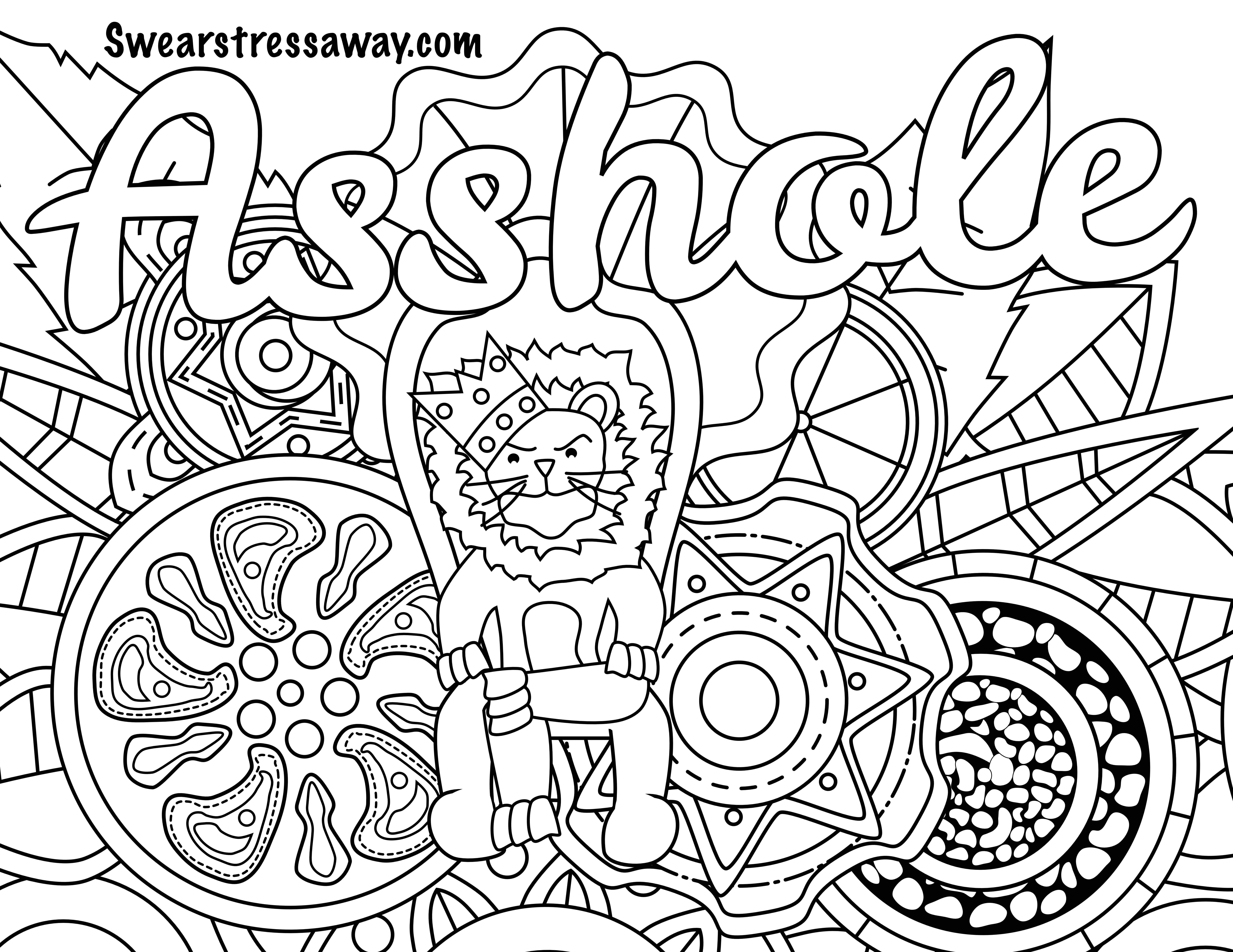 6900x5328 Best Of Douchebag Swear Word Coloring Page Adult Coloring Page