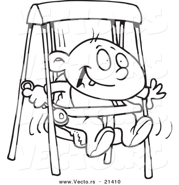 600x620 Vector Of A Cartoon Happy Baby Boy In A Swing
