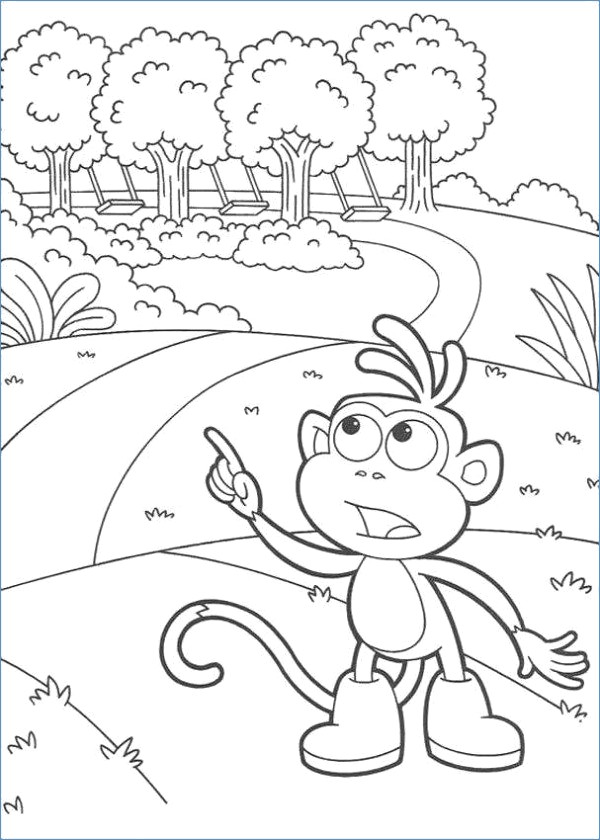 600x840 Boots The Monkey And Lion Dora The Explorer Coloring Page