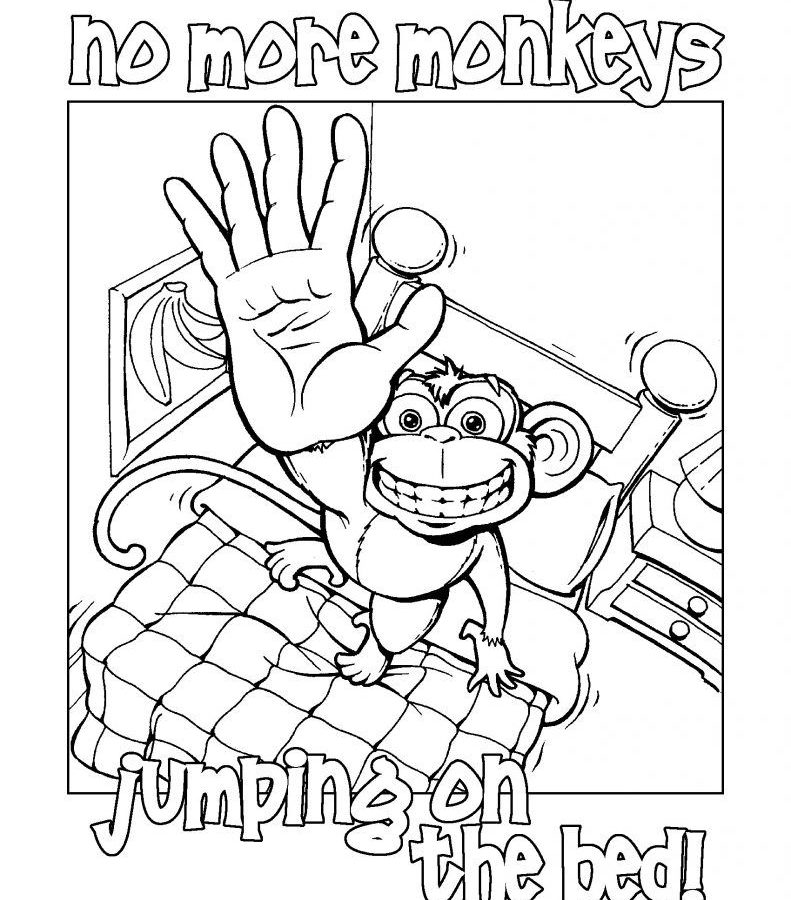 791x900 Coloring For Kids Little Monkeys Sitting In Tree Pages Five Page