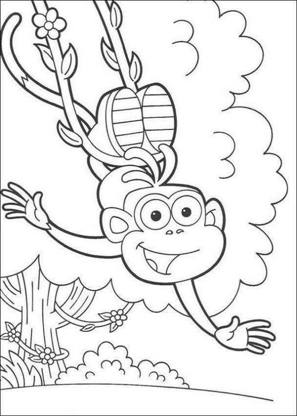 600x840 Happy Swinging Boots Dora The Explorer Coloring Pages