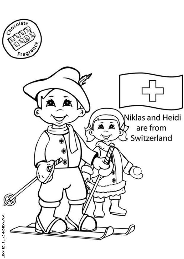 620x875 Coloring Page Niklas And Heidi From Switzerland