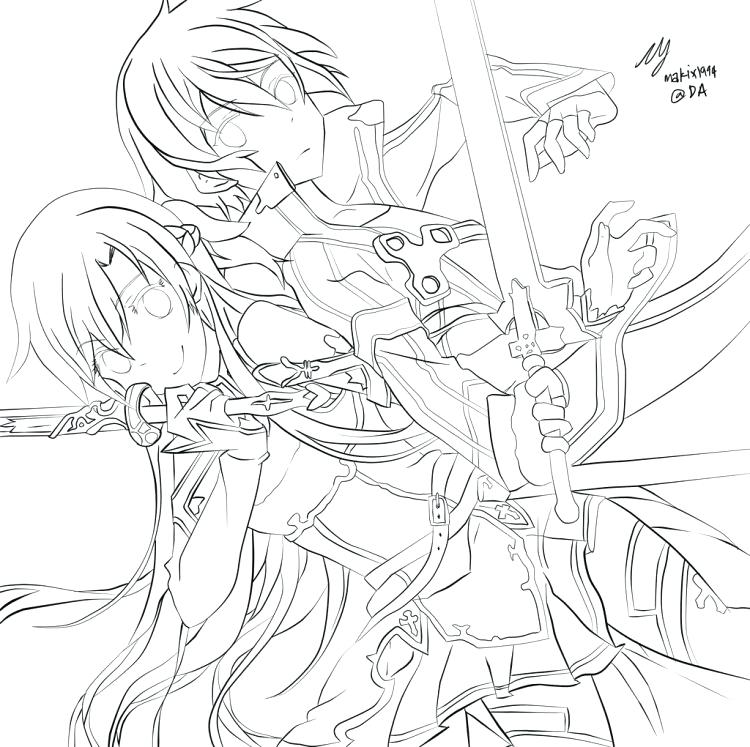 750x747 Sword Art Online Coloring Pages Medium Size Of Coloring Pages