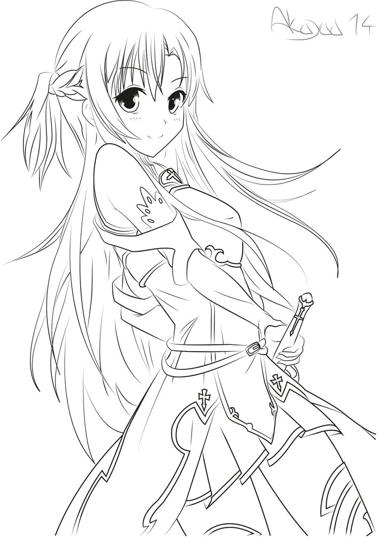 750x1064 Sword Art Online Coloring Pages Qqa Me