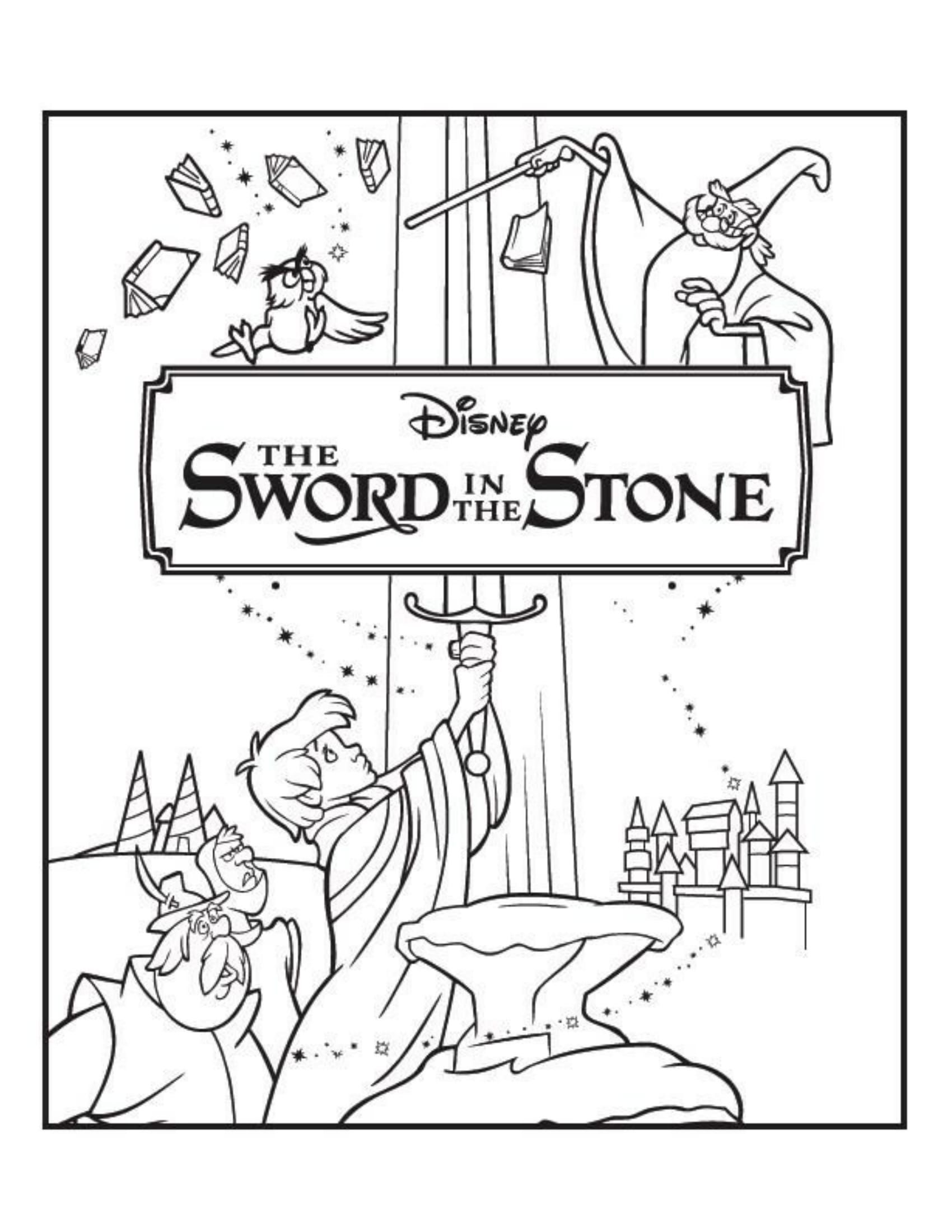 1700x2200 The Sword In The Stone Disney Coloring Pages Movie Covers