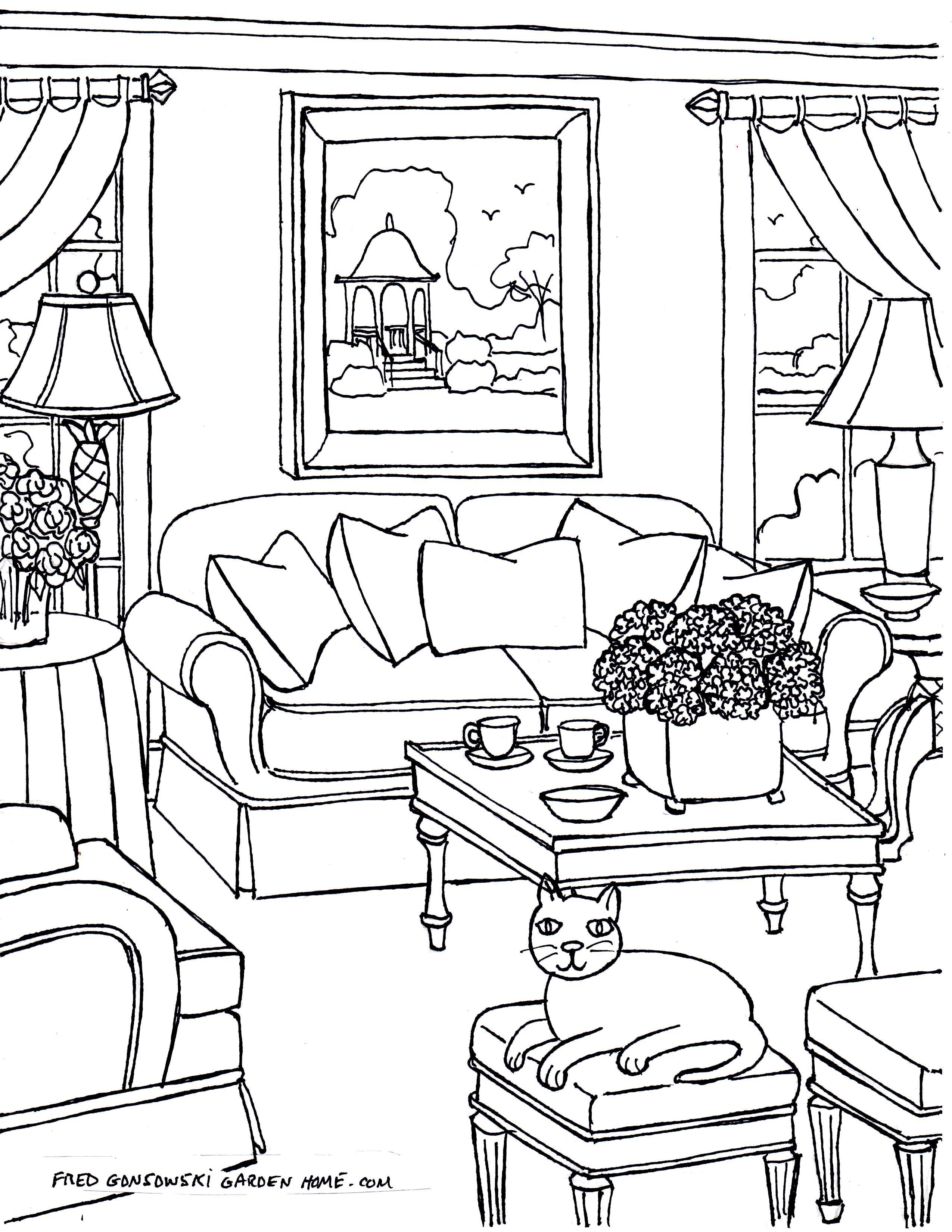 2550x3300 House Room Coloring Pages