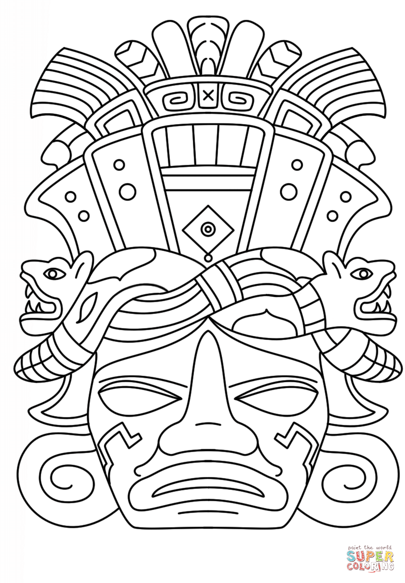 824x1186 Mayan Man Coloring Page Mask Pages