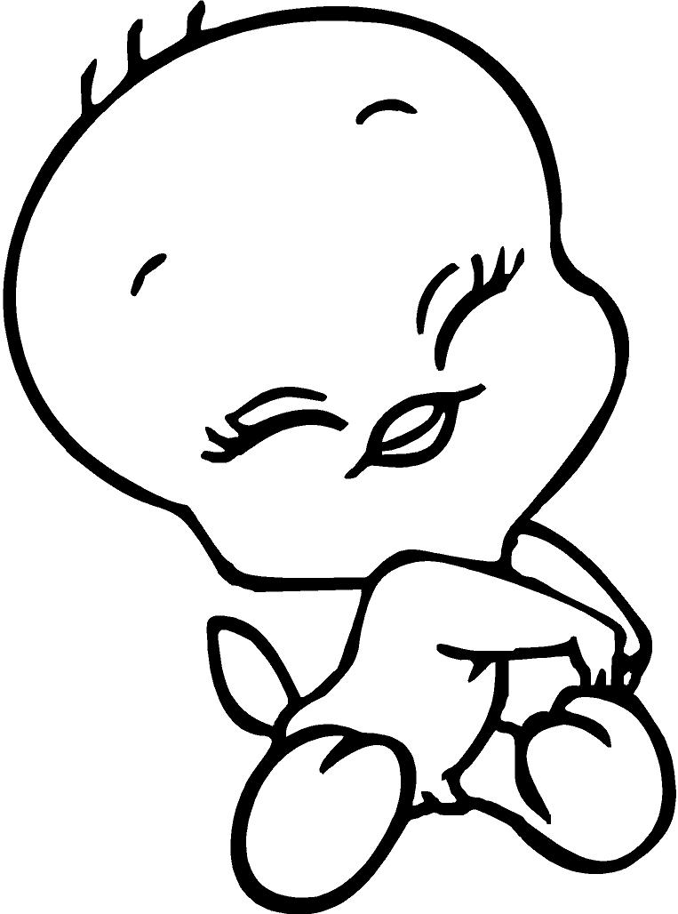 763x1028 Crafty Ideas Tweety Bird Coloring Pages Baby Of Printable Gangster