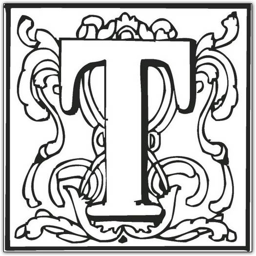 525x525 T Coloring Page