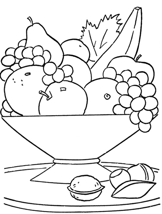 530x701 Fresh Fruit In The Basket Coloring Page Fun Printable