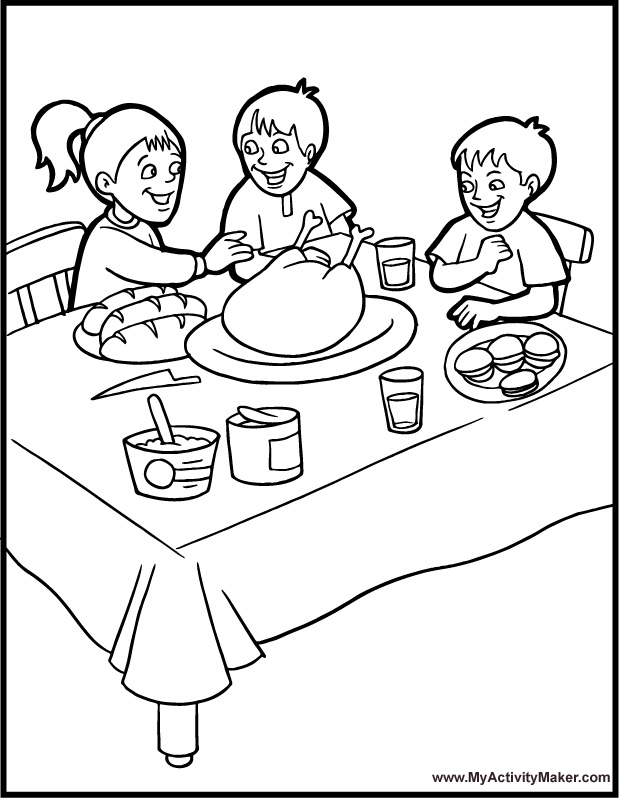 619x798 Thanksgiving Dinner Coloring Pages