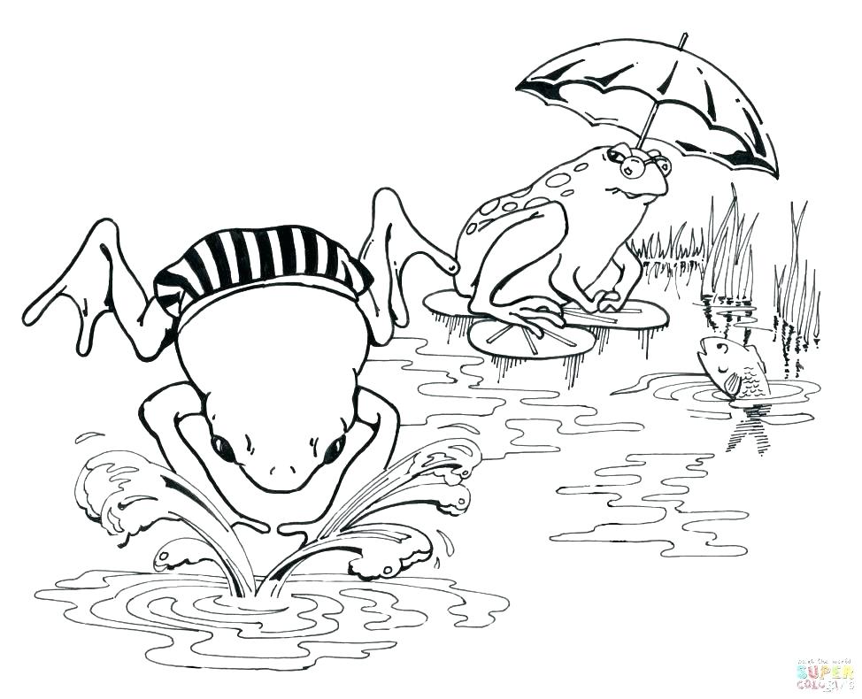 974x790 Coloring Tadpole Coloring Page Cartoon Frog Pages Frogs Swimming