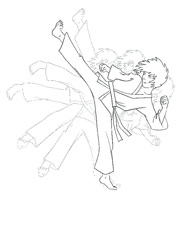 600x776 Taekwondo Coloring Pages Karate Kid Shadow Kick Coloring Page Free