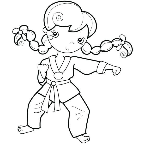 600x600 Taekwondo Coloring Pages Karate Kid Young Girl Karate Kid Coloring