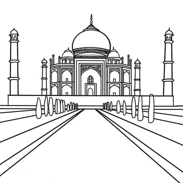 600x600 Southern View Of The Taj Mahal Coloring Page