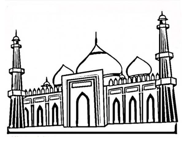 600x459 The Famous Taj Mahal Coloring Page
