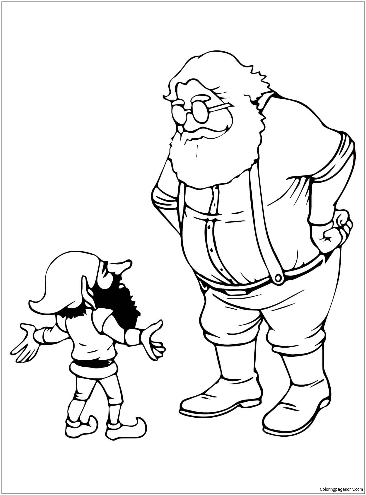 1213x1639 Santa And Christmas Elf Talking Coloring Page