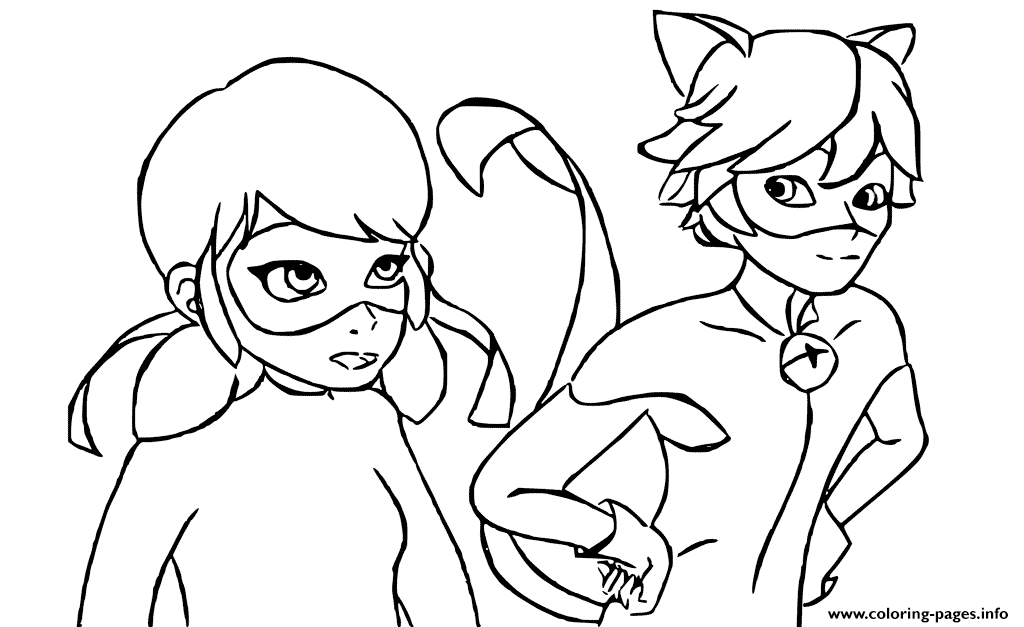 1024x627 Cat Noir And Ladybug In Costumes Together Coloring Page Ladybug