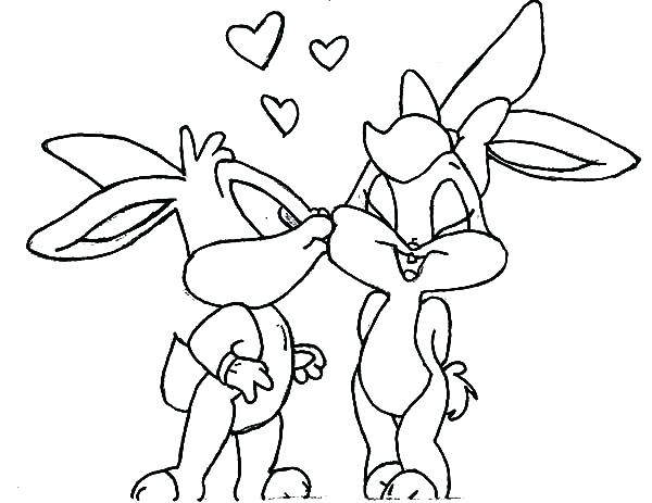 600x463 Lola Bunny Coloring Pages Baby Tunes Bunny Kissed