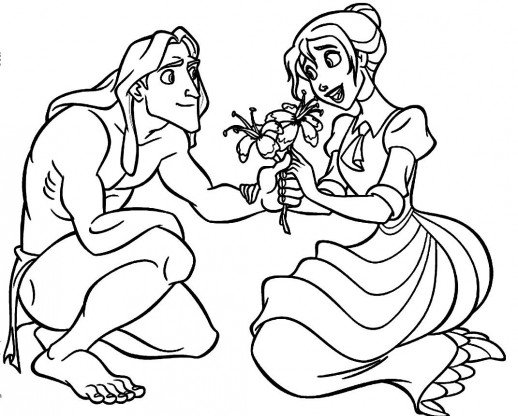 518x416 Tarzan And Jane Falling In Love Each Other Coloring Pages