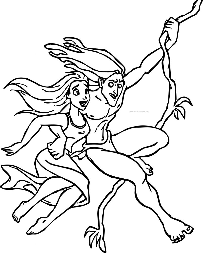 822x1024 Tarzan And Jane In The Forest Flying Coloring Pages Wecoloringpage
