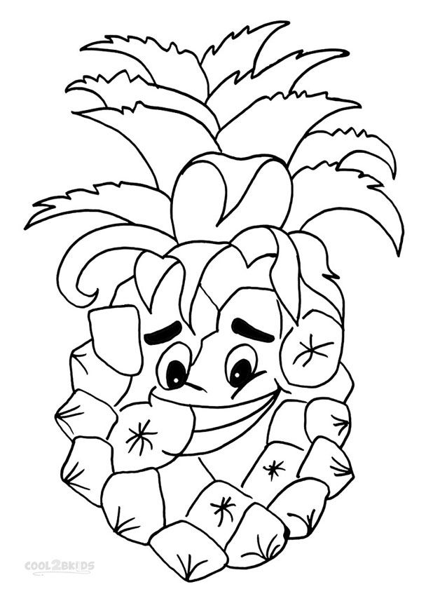 618x850 Printable Pineapple Coloring Pages For Kids Fruits