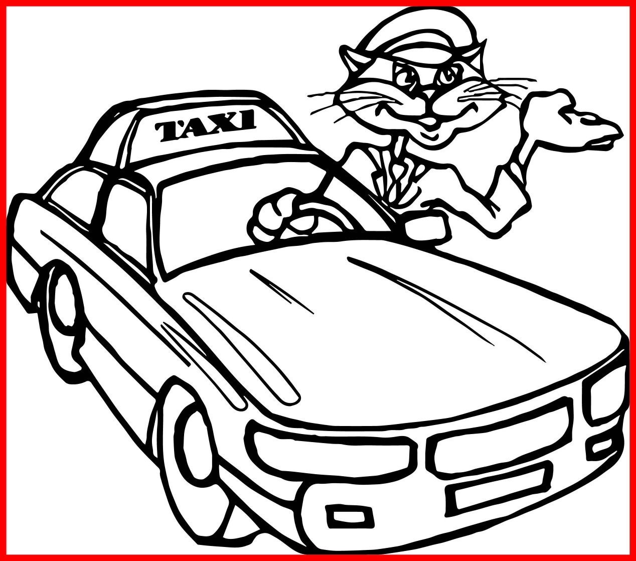 1268x1118 Taxi Car Coloring Page