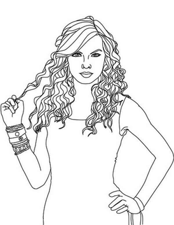 600x775 Taylor Swift Hold Her Hair Coloring Page Color Luna
