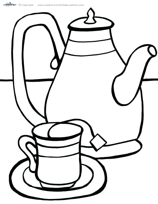 600x777 Coloring Tea Cup Coloring Page Pages Teapot Print And Saucer Tea