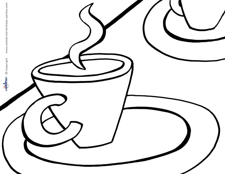 777x600 Printable Tea Party Coloring Page