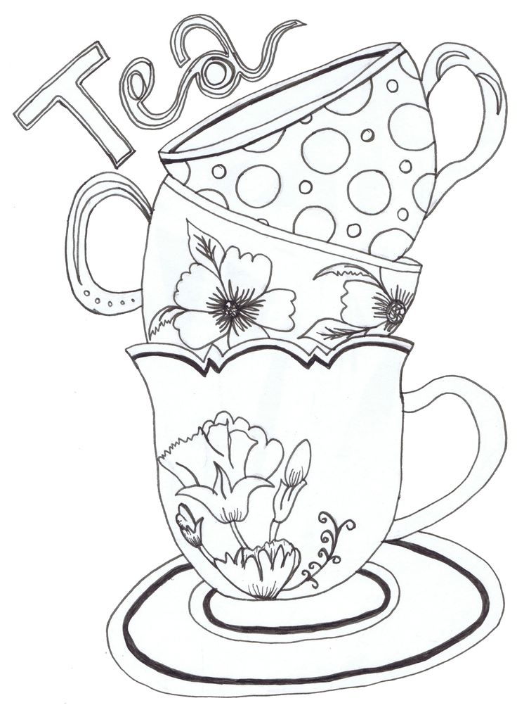 736x1009 Tea Cup Coloring Page Drawn Tea Cup Colouring Page Pencil