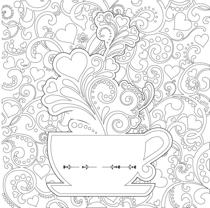 736x731 Tea Cups Coloring Pages Adults