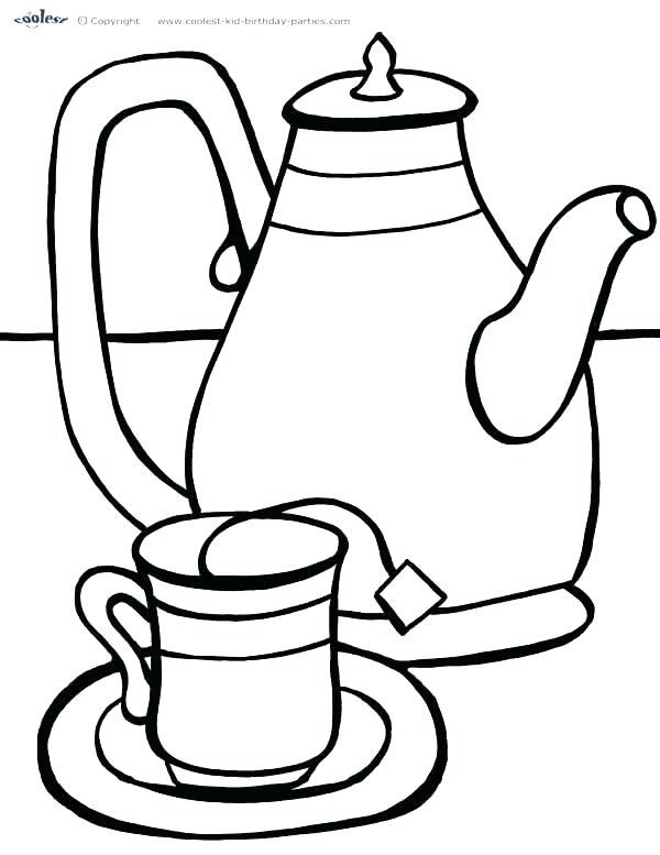 600x777 Cup Coloring Pages Tea Cup Coloring Page Pages Teapot Print