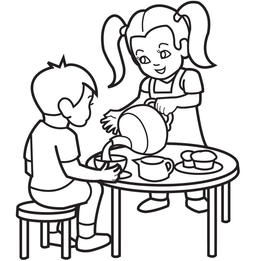 842x842 Best Tea Party Coloring Pages Free Free Printable