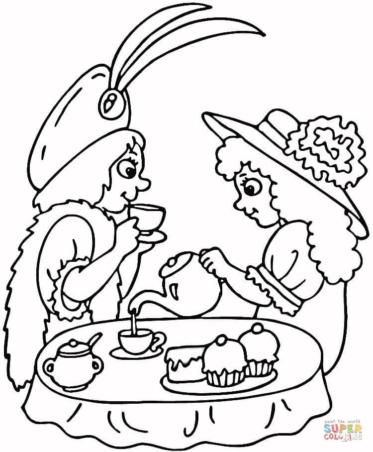 750x908 Tea Party Coloring Page Tea Party Coloring Page