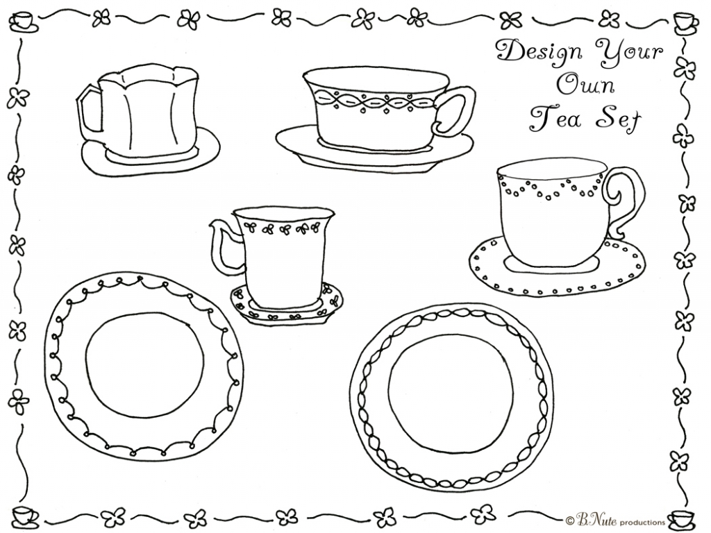 1024x768 Tea Cup Coloring Sheet Your Own Set Pages And You Have Instant Fun