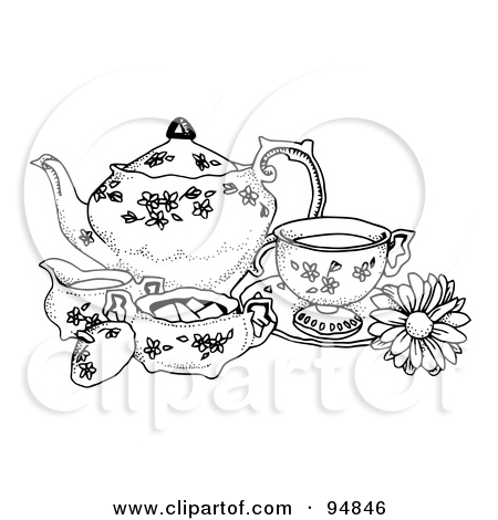 450x470 Girl Tea Party Cartoon Poster,rt Print Cartoon Girl Having