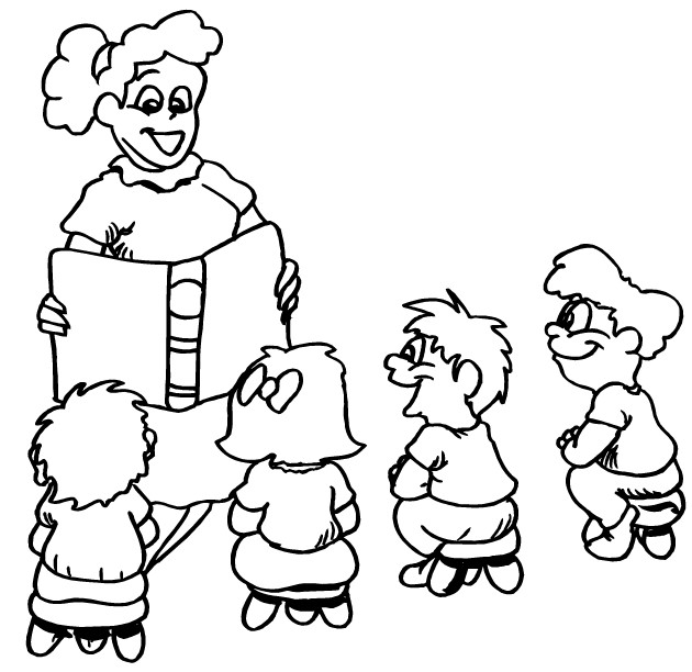 630x612 Teacher And Children Coloring Pages