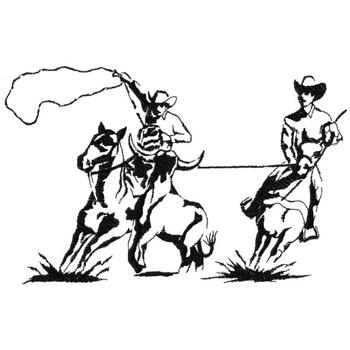 350x350 Team Roping Outline Embroidery Design Annthegran