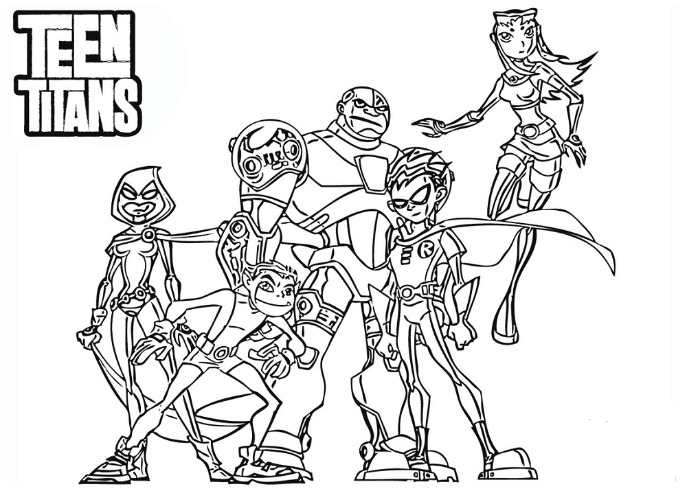1000x715 Free Printable Teen Titans Coloring Pages