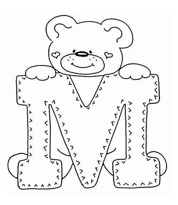600x692 Marvelous Design Inspiration Teddy Bear Coloring Pages Letter M