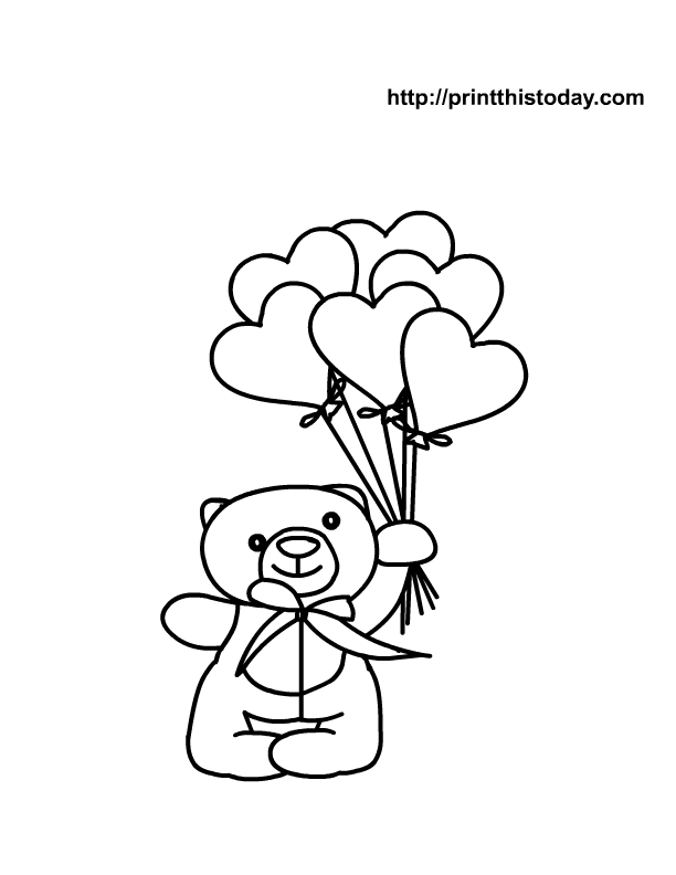 612x792 Free Printable Heart Coloring Page With Teddy Bear, Teddy Bear