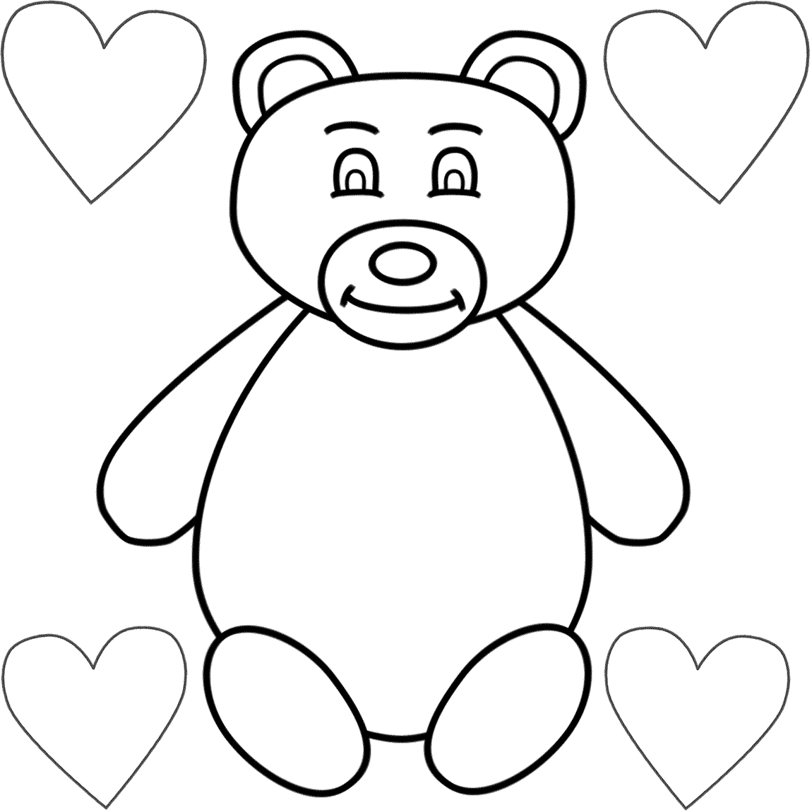 1150x1150 Cute Bear With Heart Coloring Pages