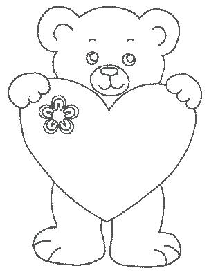 302x400 Teddy Bear With Heart Coloring Pages Love Heart Coloring Pages